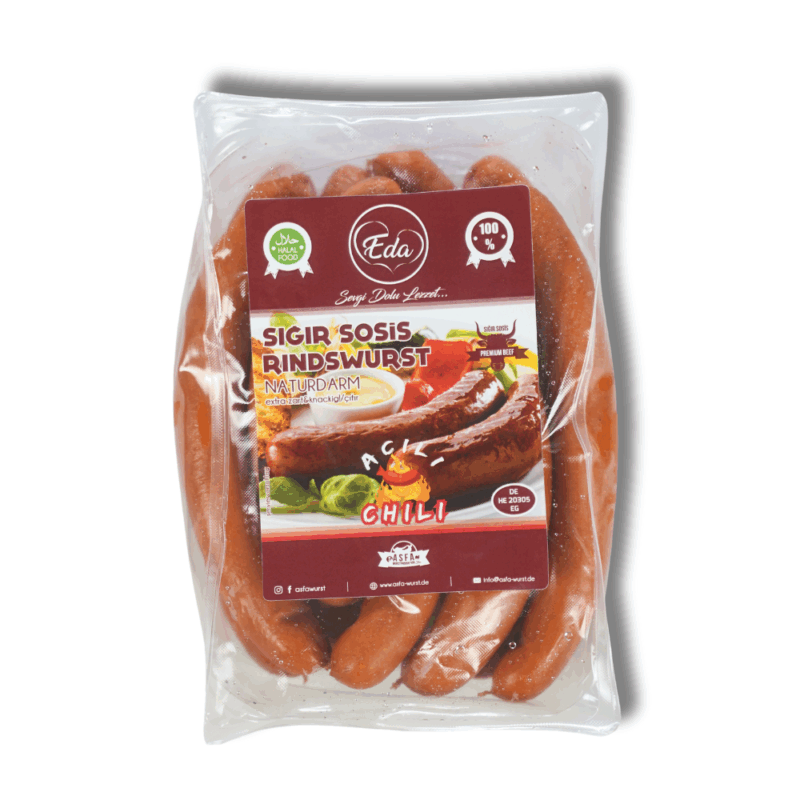 Halal Rindwurst Scharf – 720g | Würzige Grillwurst im Naturdarm aus 100 % Rind – Bild 2