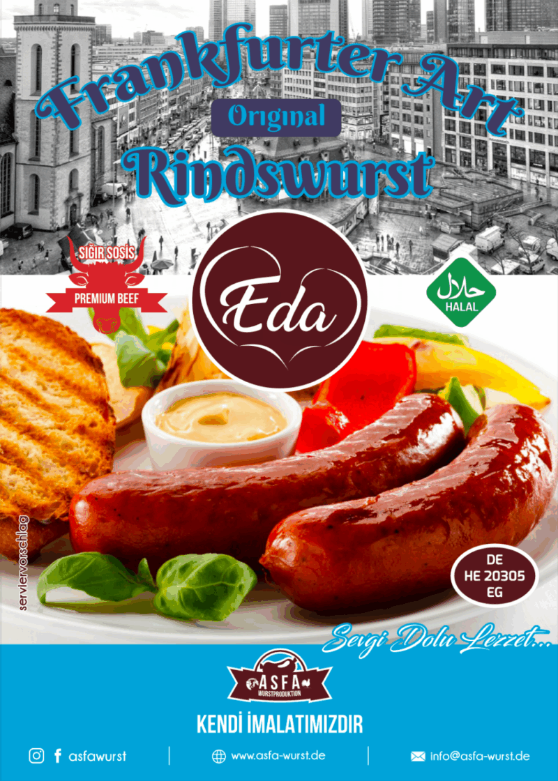 Halal Rindswurst – Frankfurter Art, 700g | Klassische Grillwurst aus Rindfleisch