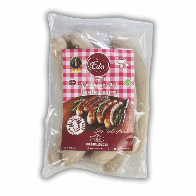Halal Nürnberger Rindwurst – 700g | Bratwurst nach Nürnberger Art aus 100 % Rindfleisch – Bild 2